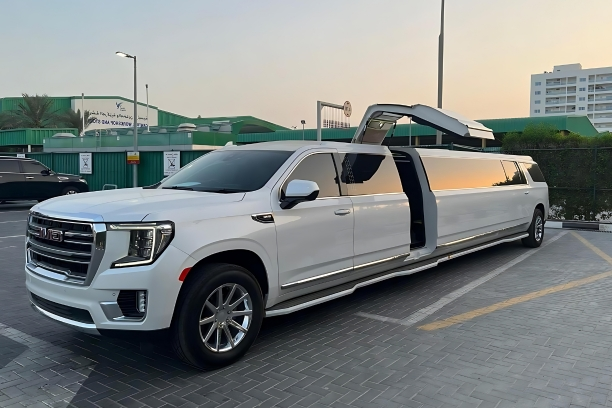 Limousine driving through the Dubai skyline